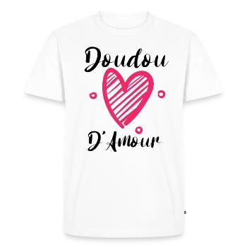 Doudou D Amour Cadeaux St Valentin - T-shirt Premium bio Homme - blanc - Devant - Nico (187cm)