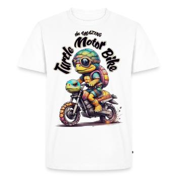 Tortue motarde - 2 - T-shirt Premium bio Homme - blanc - Devant - Nico (187cm)