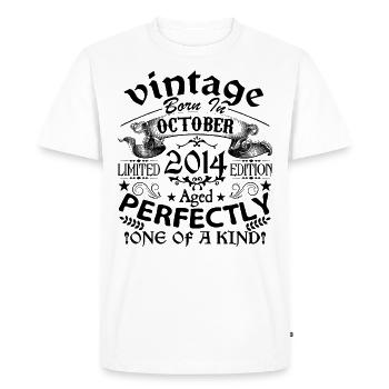 October 2014 | Vintage 2014 | born in October - Men's Premium Organic T-Shirt - white - Front - Nico (187cm)