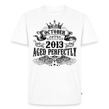 2013 | Octobre Aged Perfectly 2013 birthday gift - T-shirt Premium bio Homme - blanc - Devant - Nico (187cm)