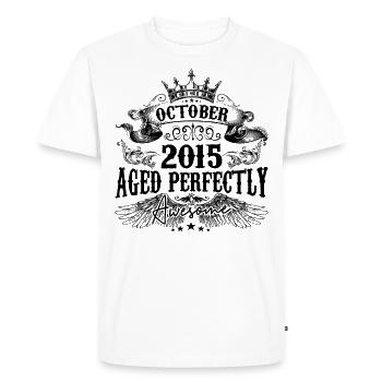 2015 | Octobre Aged Perfectly 2015 birthday gift - T-shirt Premium bio Homme - blanc - Devant - Nico (187cm)