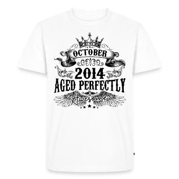 2014 | Octobre Aged Perfectly 2014 birthday gift - T-shirt Premium bio Homme - blanc - Devant - Nico (187cm)
