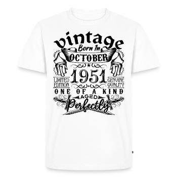 Anniversaire 1951 Octobre 1951 ! né en October 195 - T-shirt Premium bio Homme - blanc - Devant - Nico (187cm)