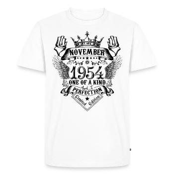 Anniversaire November 1954 né en November 1954 - T-shirt Premium bio Homme - blanc - Devant - Nico (187cm)