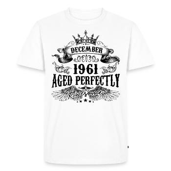 Anniversaire 1961 Décembre 1961 né en Décembre - T-shirt Premium bio Homme - blanc - Devant - Nico (187cm)