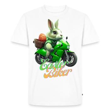 Easter Biker - The Easter Bunny becomes a biker - Men's Premium Organic T-Shirt - white - Front - Nico (187cm)