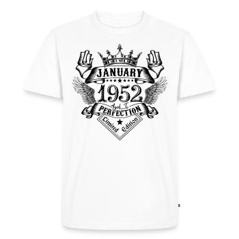 Janvier 1952 Janvier 1952 né en Janvier - T-shirt Premium bio Homme - blanc - Devant - Nico (187cm)