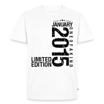 Anniversaire Janvier 2015 Janvier né en January - T-shirt Premium bio Homme - blanc - Devant - Nico (187cm)