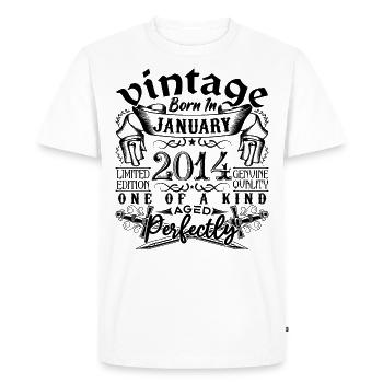 Birthday 2014 January 2014 born in January - Men's Premium Organic T-Shirt - white - Front - Nico (187cm)