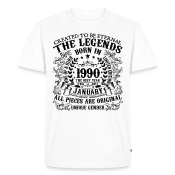 Anniversaire 1990 Janvier 1990 né en Janvier 1990 - T-shirt Premium bio Homme - blanc - Devant - Nico (187cm)