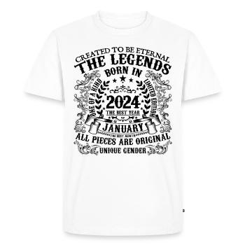 Anniversaire 2024 Janvier 2024 né en Janvier 2024 - T-shirt Premium bio Homme - blanc - Devant - Nico (187cm)