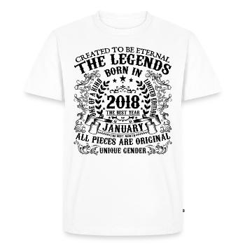 Anniversaire 2018 Janvier 2018 né en Janvier 2018 - T-shirt Premium bio Homme - blanc - Devant - Nico (187cm)