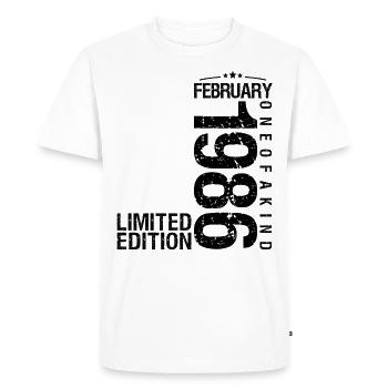 Anniversaire Février 1986 Février né en January - T-shirt Premium bio Homme - blanc - Devant - Nico (187cm)