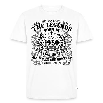 Anniversaire 1950 Février 1950 né en Février 1950 - T-shirt Premium bio Homme - blanc - Devant - Nico (187cm)