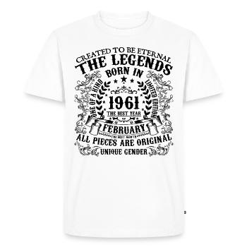 Anniversaire 1961 Février 1961 né en Février 1961 - T-shirt Premium bio Homme - blanc - Devant - Nico (187cm)