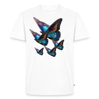 Papillons, paillettes, or, métallique, - T-shirt Premium bio Homme - blanc - Devant - Nico (187cm)