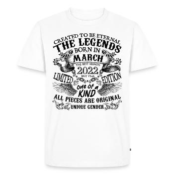 Anniversaire 2022 Mars 2022 né en Mars 2022 - T-shirt Premium bio Homme - blanc - Devant - Nico (187cm)
