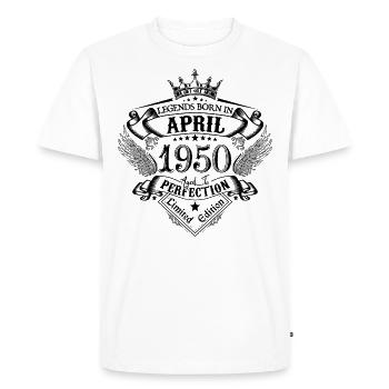 anniversaire Avril 1950 avril anniversaire 1950 - T-shirt Premium bio Homme - blanc - Devant - Nico (187cm)