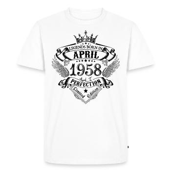 anniversaire Avril 1958 avril anniversaire 1958 - T-shirt Premium bio Homme - blanc - Devant - Nico (187cm)