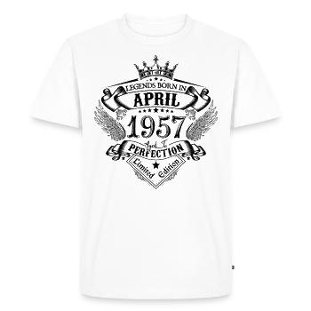 anniversaire Avril 1957 avril anniversaire 1957 - T-shirt Premium bio Homme - blanc - Devant - Nico (187cm)