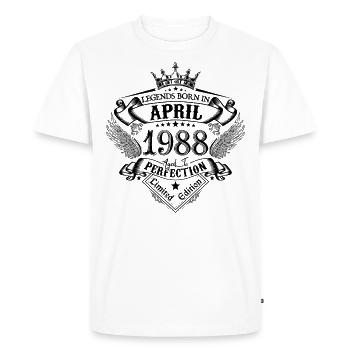 anniversaire Avril 1988 avril anniversaire 1988 - T-shirt Premium bio Homme - blanc - Devant - Nico (187cm)