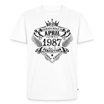 anniversaire Avril 1987 avril anniversaire 1987 - T-shirt Premium bio Homme - blanc - Devant - Nico (187cm)