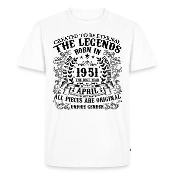 Anniversaire 1951 Avril 1951 né en Avril 1951 - T-shirt Premium bio Homme - blanc - Devant - Nico (187cm)