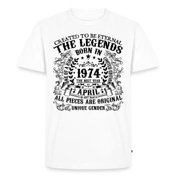 Anniversaire 1974 Avril 1974 né en Avril 1974 - T-shirt Premium bio Homme - blanc - Devant - Nico (187cm)