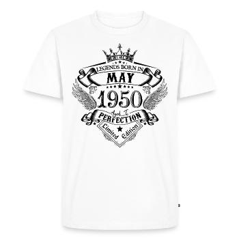 anniversaire Mai 1950 Mai anniversaire 1950 - T-shirt Premium bio Homme - blanc - Devant - Nico (187cm)