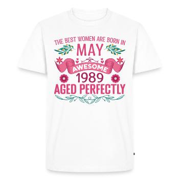 May 1989 Birthday Wife May 1989 Birthday - Men's Premium Organic T-Shirt - white - Front - Nico (187cm)