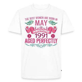 May 1991 Birthday Wife May 1991 Birthday - Men's Premium Organic T-Shirt - white - Front - Nico (187cm)