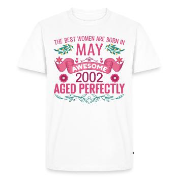 Mai 2002 anniversaire femme Mai 2002 anniversaire - T-shirt Premium bio Homme - blanc - Devant - Nico (187cm)