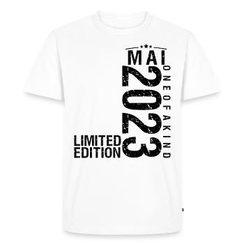 Anniversaire Mai 2023 Mai né en Mai - T-shirt Premium bio Homme - blanc - Devant - Nico (187cm)