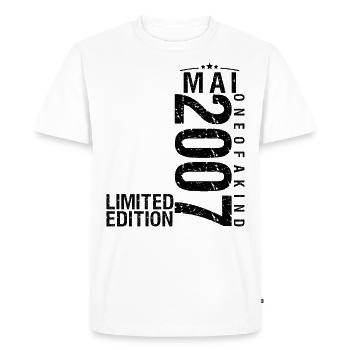 Anniversaire Mai 2007 Mai né en Mai - T-shirt Premium bio Homme - blanc - Devant - Nico (187cm)