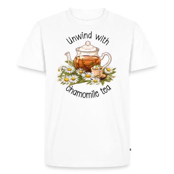 Relax with chamomile tea, watercolor - Men's Premium Organic T-Shirt - white - Front - Nico (187cm)