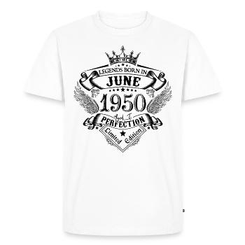 anniversaire Juin 1950 Juin anniversaire 1950 - T-shirt Premium bio Homme - blanc - Devant - Nico (187cm)