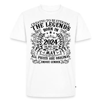 Anniversaire 2024 Mai 2024 né en Mai 2024 - T-shirt Premium bio Homme - blanc - Devant - Nico (187cm)
