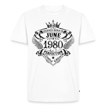 anniversaire Juin 1980 Juin anniversaire 1980 - T-shirt Premium bio Homme - blanc - Devant - Nico (187cm)