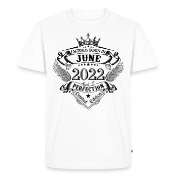 anniversaire Juin 2022 Juin anniversaire 2022 - T-shirt Premium bio Homme - blanc - Devant - Nico (187cm)