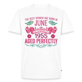Juin 1955 anniversaire femme Juin 1955 - T-shirt Premium bio Homme - blanc - Devant - Nico (187cm)