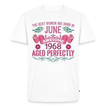 Juin 1968 anniversaire femme Juin 1968 - T-shirt Premium bio Homme - blanc - Devant - Nico (187cm)