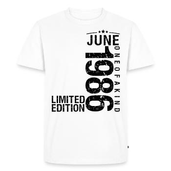 Anniversaire Juin 1986 Juin né en Juin 1986 - T-shirt Premium bio Homme - blanc - Devant - Nico (187cm)