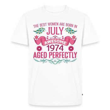 Juillet 1974 anniversaire femme Juillet 1974 - T-shirt Premium bio Homme - blanc - Devant - Nico (187cm)