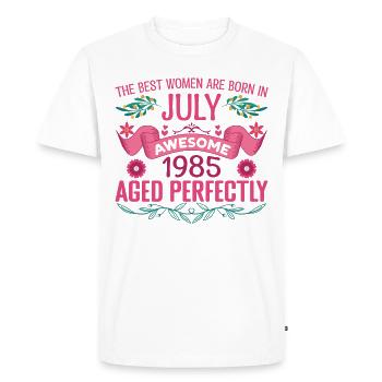 July 1985 Woman's Birthday July 1985 - Men's Premium Organic T-Shirt - white - Front - Nico (187cm)