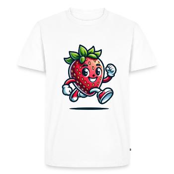 Run Strawberry - Men's Premium Organic T-Shirt - white - Front - Nico (187cm)