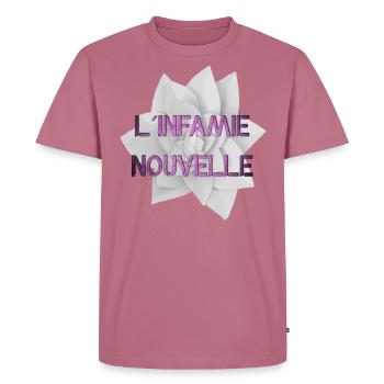L´infamie Nouvelle Ed. Paperflower Un - Männer Premium Bio T-Shirt - Mauve - Vorne - Nico (187cm)
