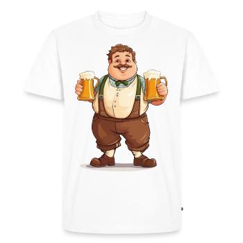 Beer Beer Mug Mass Mug Cheers Booze Lederhosen - Men's Premium Organic T-Shirt - white - Front - Nico (187cm)