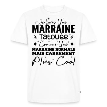 Marraine Tatouée Comme Une Marraine Normale - T-shirt Premium bio Homme - blanc - Devant - Nico (187cm)