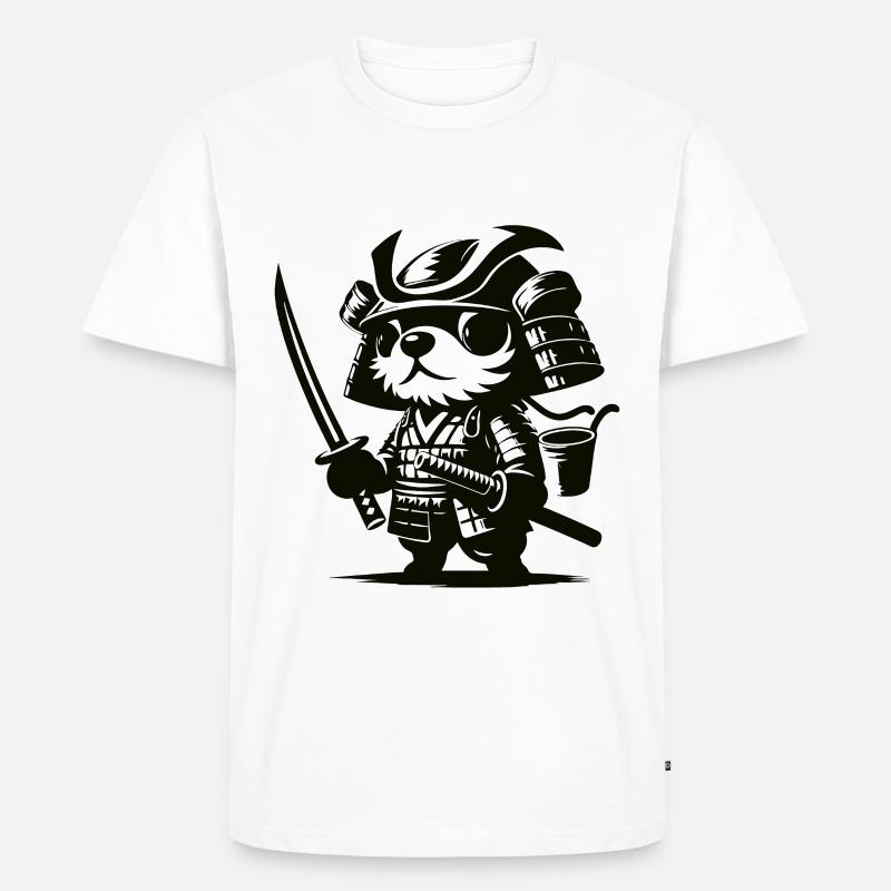 Süßer Samurai Hund Design - Männer Premium Bio T-Shirt - Weiß