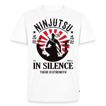 Ninjutsu - Dans le silence réside le pouvoir - T-shirt Premium bio Homme - blanc - Devant - Nico (187cm)